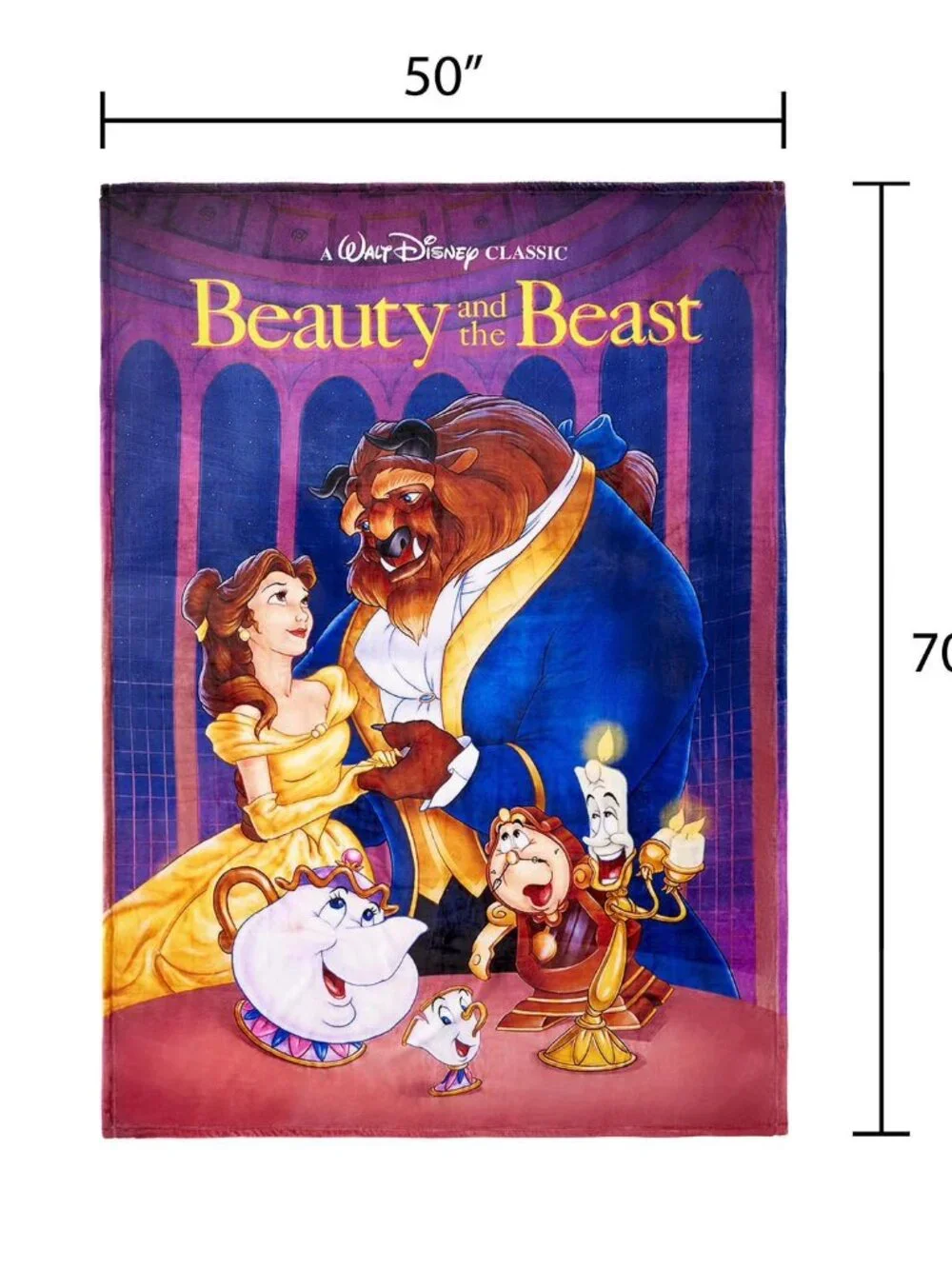 Disney Beauty and the Beast Classic VHS Boxed Silk Touch Throw, 50